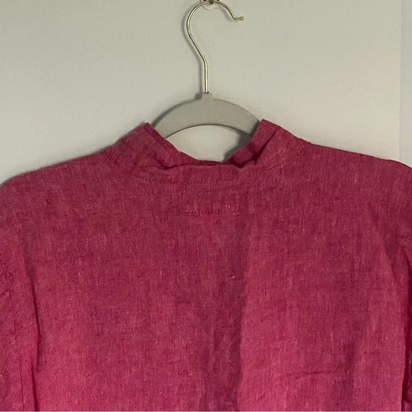 Flax 100% linen button down Top pink 29330 - Picture 6 of 11